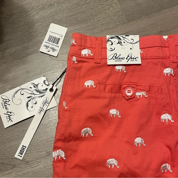 Blue Epic Denim Coral Pink Shorts w/ White Elephants Size 6 NWT - Picture 4 of 6